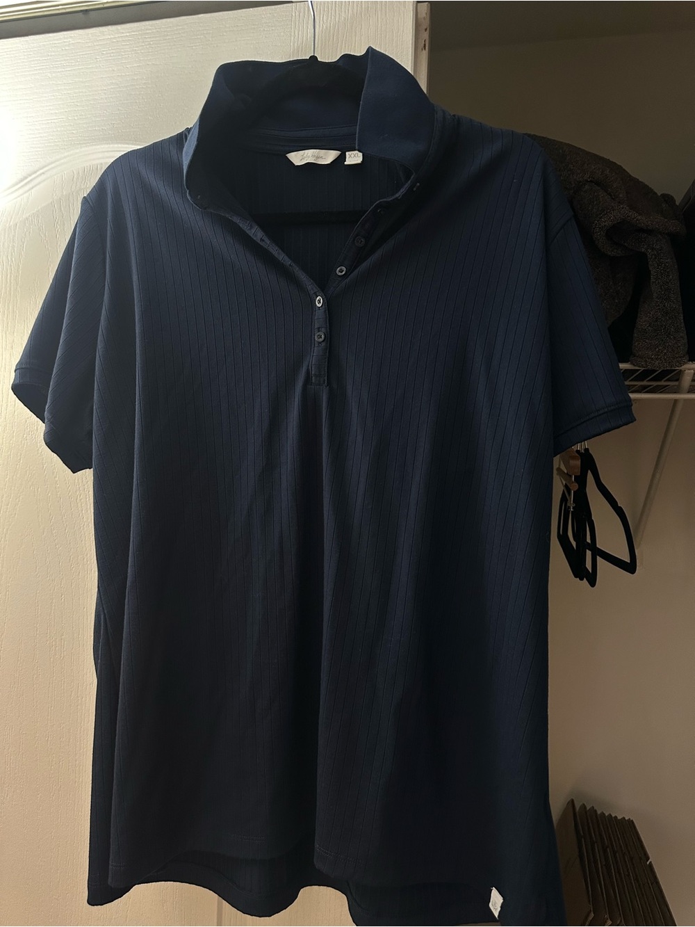Lady Hagen Navy Ribbed Short-Sleeve Polo